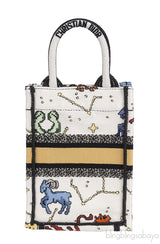 Canvas Embroidered Pixel Zodiac Mini Book Tote Bag