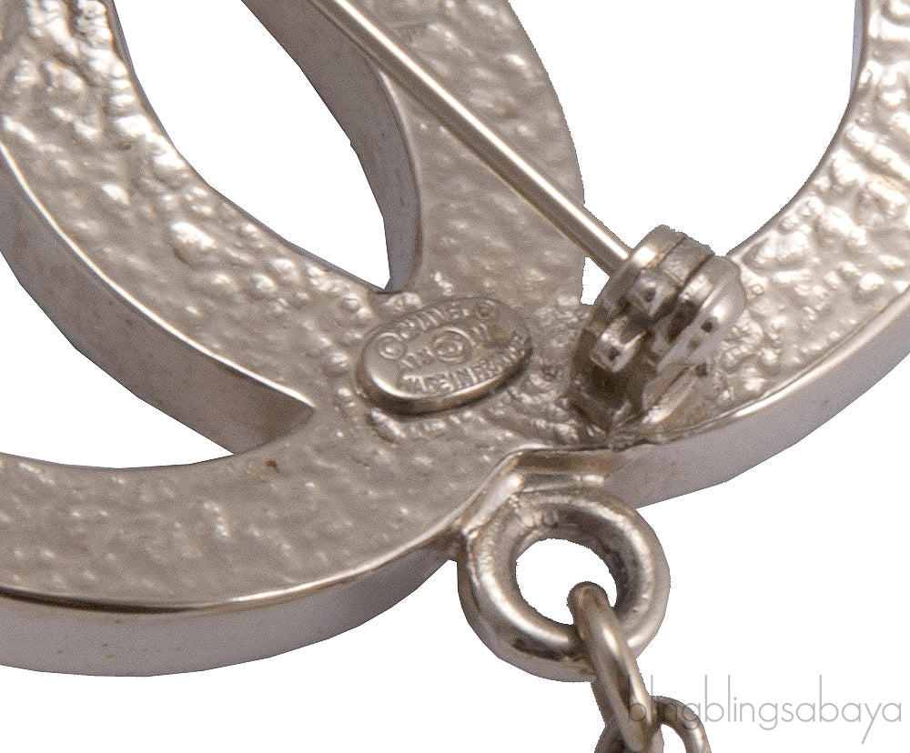 CC Logo Pearl Drop Pin Brooch