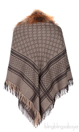 Gucci Fox Trimmed GG Patterned Stole