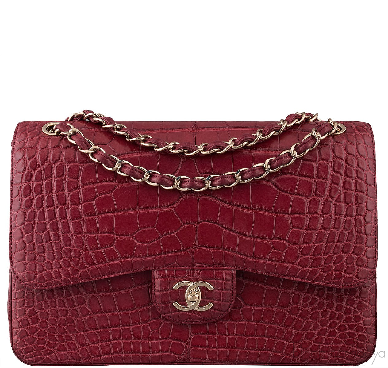 Classic Bordeaux Crocodile Jumbo Bag