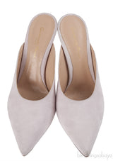 Off White Suede Pointed Toe Mule