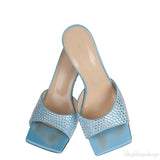 Ocean Blue Crystal Embellished Star Mules