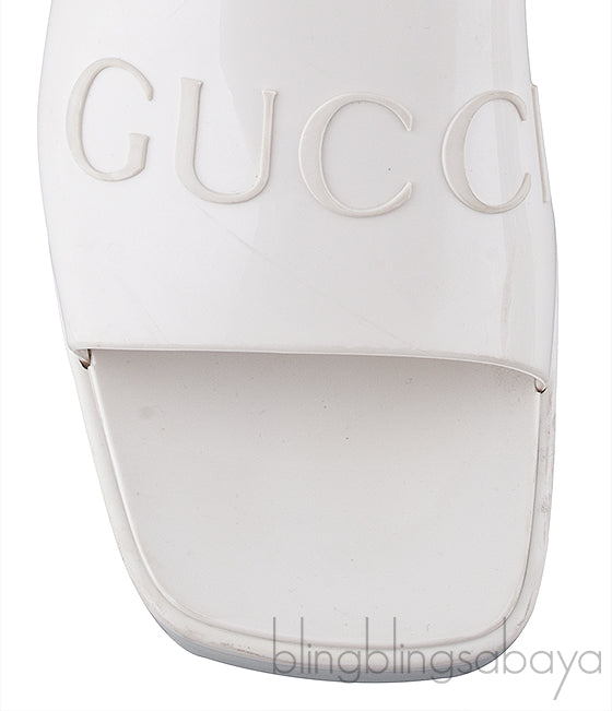 White Rubber Slide Sandals