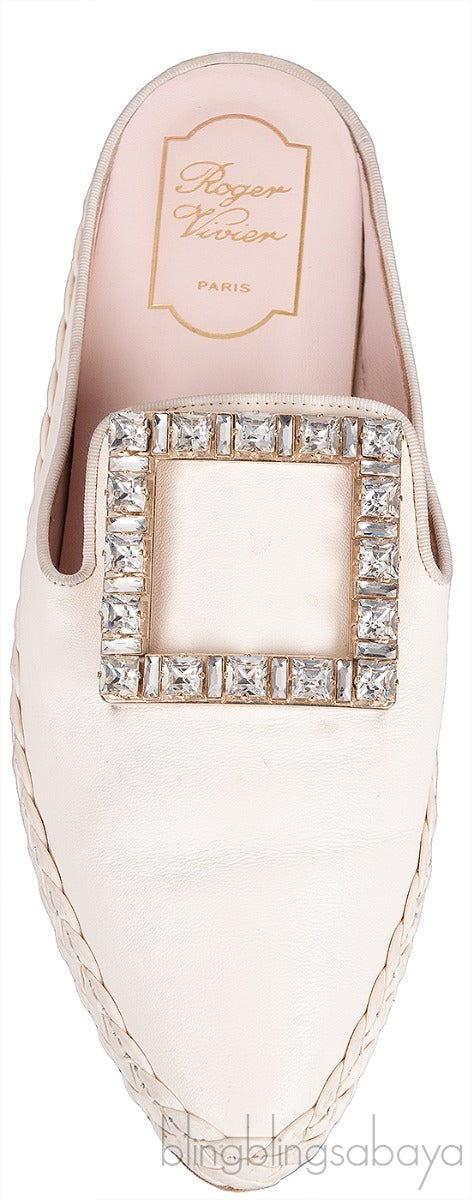 Off-white Crystal Flat Mule
