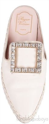 Off-white Crystal Flat Mule