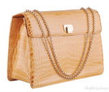 Beige Cornelia Lunch Box Crocodile Bag