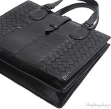Bottega Veneta Black Intrecciato Leather & Python Handbag