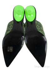 Anagram Embroidered Fabric Pointy Mules