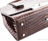 Rejane Brown Patent Crocodile PM*