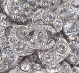 Crystal Camellia Silver Brooch