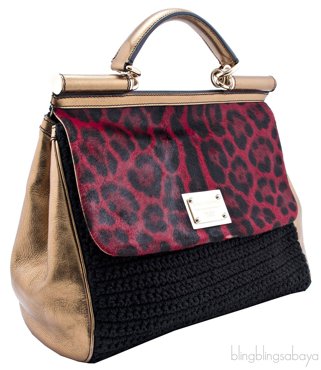 Miss Sicily Satchel Red Leopard