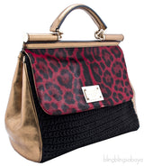 Miss Sicily Satchel Red Leopard