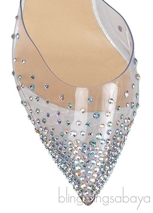 PVC Crystal Croc Print Slingback Heels