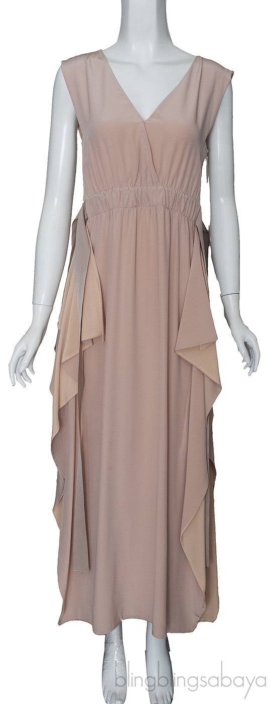 Silk Crepe de Chine Nude Midi Dress