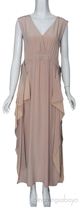 Silk Crepe de Chine Nude Midi Dress
