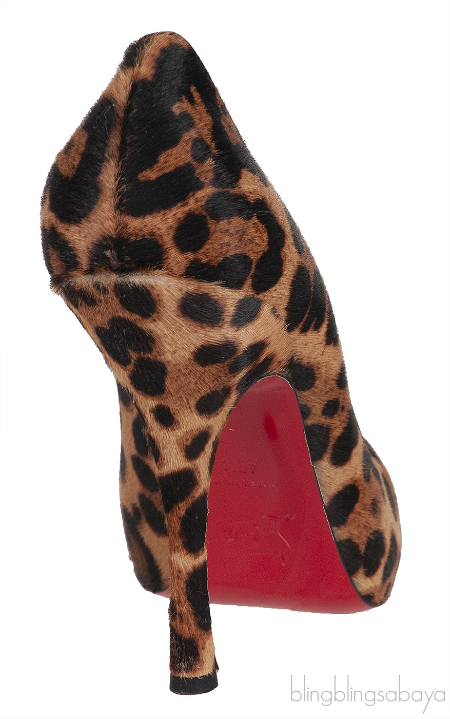 Leopard Pony Peep Toe Pump
