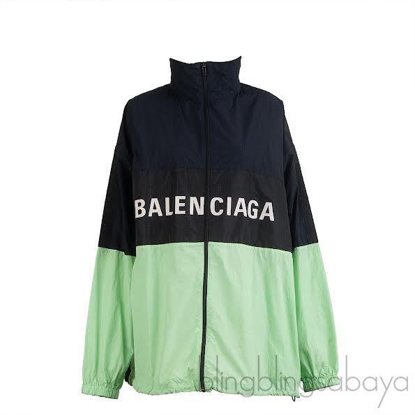 Balenciaga Logo Print Zip-Up Tri-color Jacket