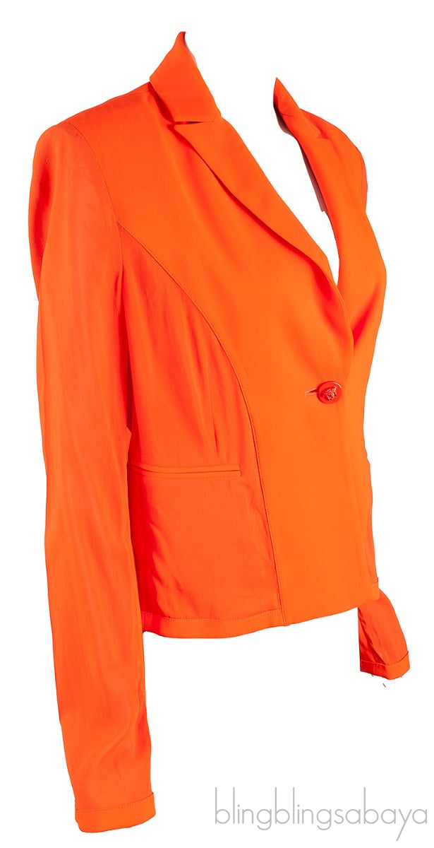 Orange Padded Shoulder Blazer