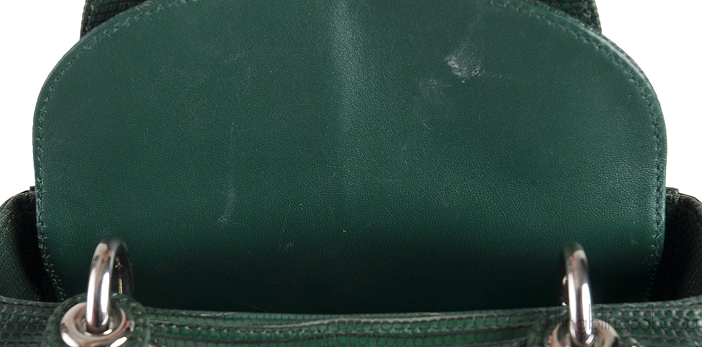 Lady Dior Emerald Green Mini Lizard