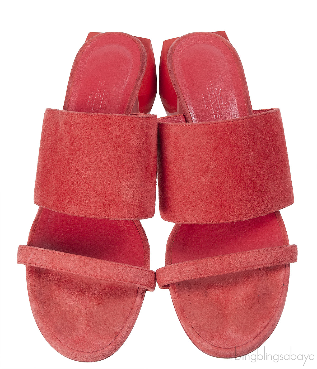 Hermes Suede Red Coral Sandals