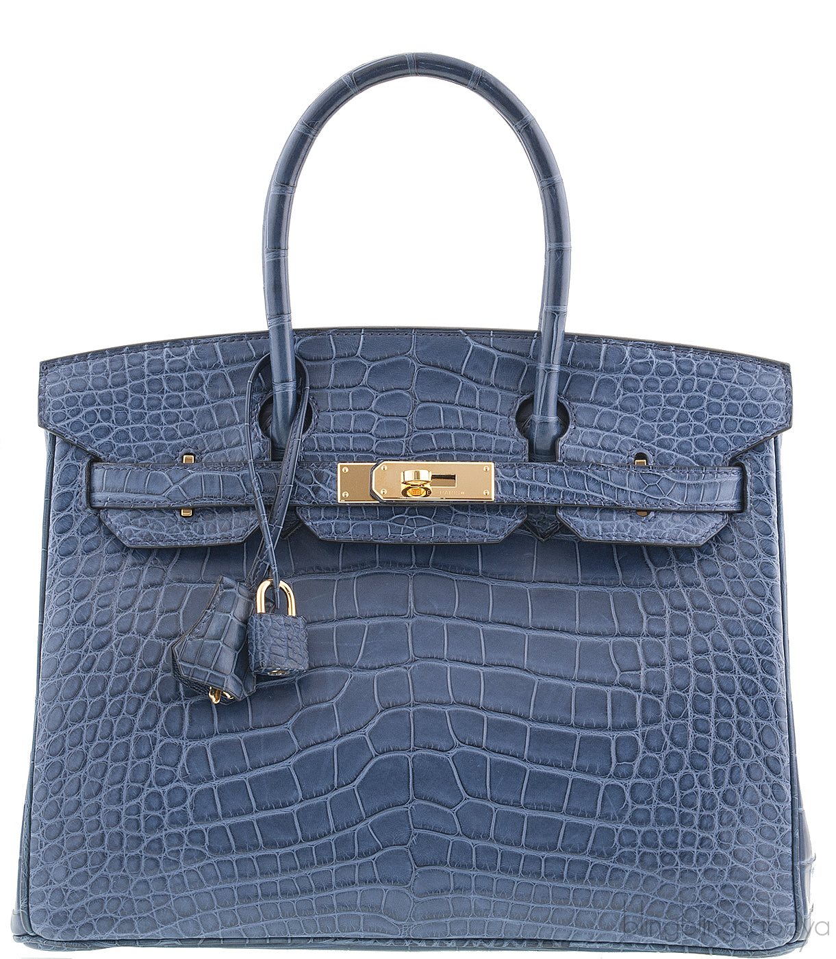 Birkin 30 Bleu de Prusse Croc