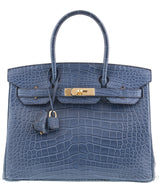 Birkin 30 Bleu de Prusse Croc