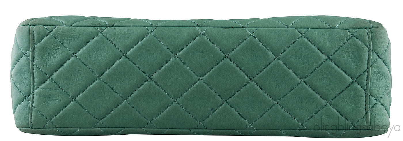 Green Quilted Single Flap Maxi GHW