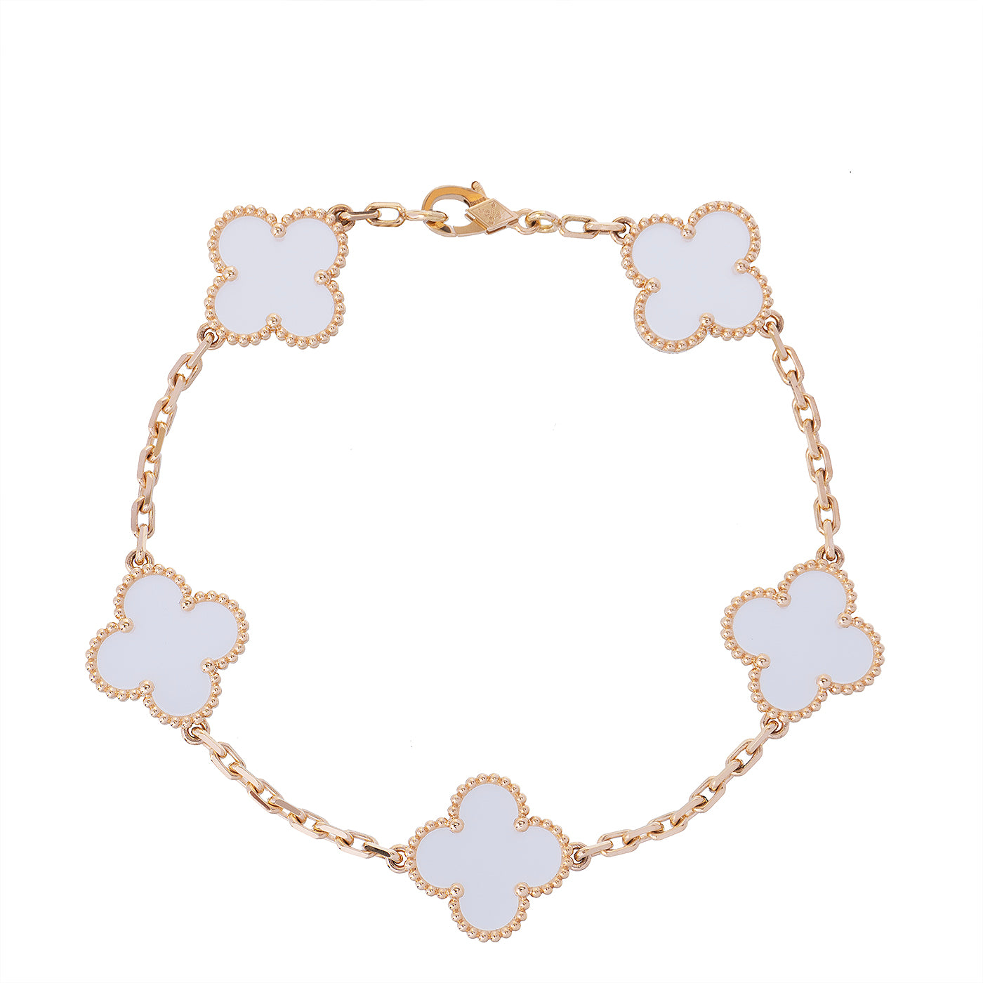 Van Cleef & Arpels Vintage Alhambra 5 Motif Rock Crystal Bracelet