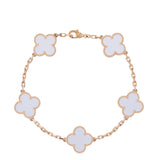 Van Cleef & Arpels Vintage Alhambra 5 Motif Rock Crystal Bracelet