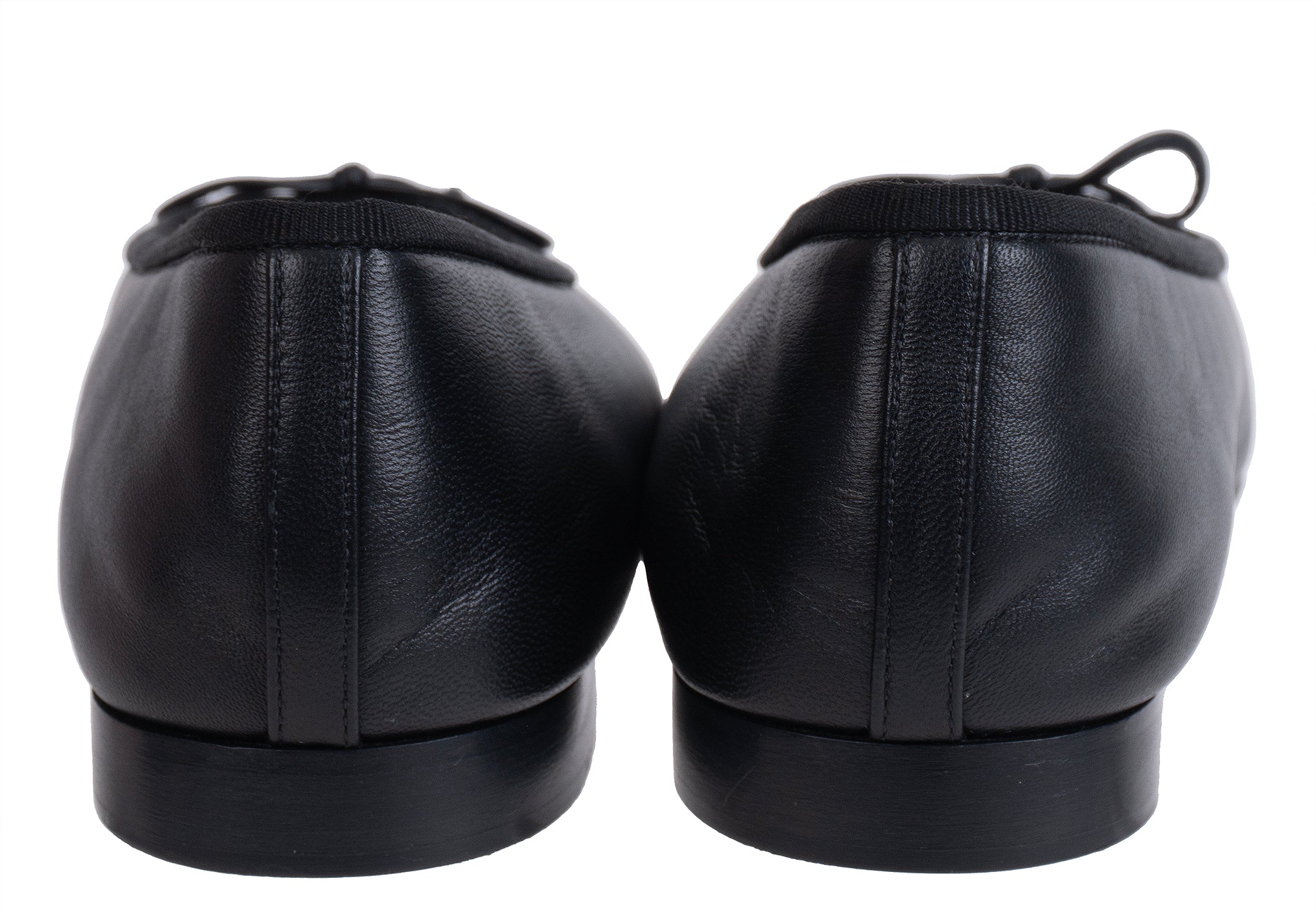 Chanel Black CC Cap Toe Ballet Flat Shoes 39.5