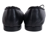 Chanel Black CC Cap Toe Ballet Flat Shoes 39.5