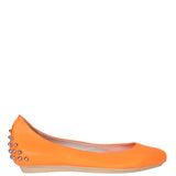Alexander McQueen Studded Neon Orange Leather Flat 39