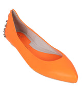 Alexander McQueen Studded Neon Orange Leather Flat 39
