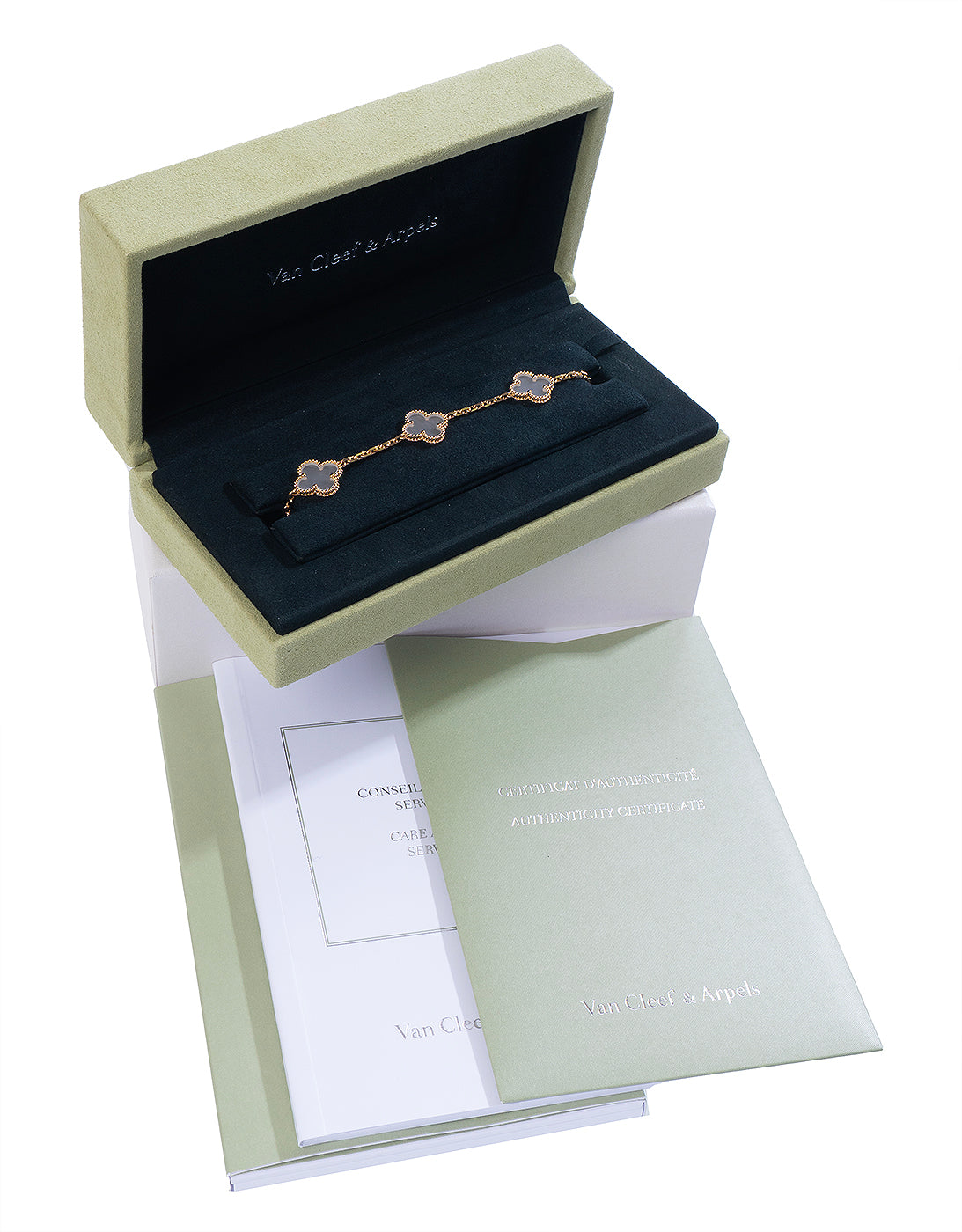 Van Cleef & Arpels Vintage Alhambra 5 Motif Rock Crystal Bracelet