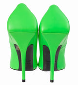 Balenciaga Neon Green Leather Pointed Toe Heels