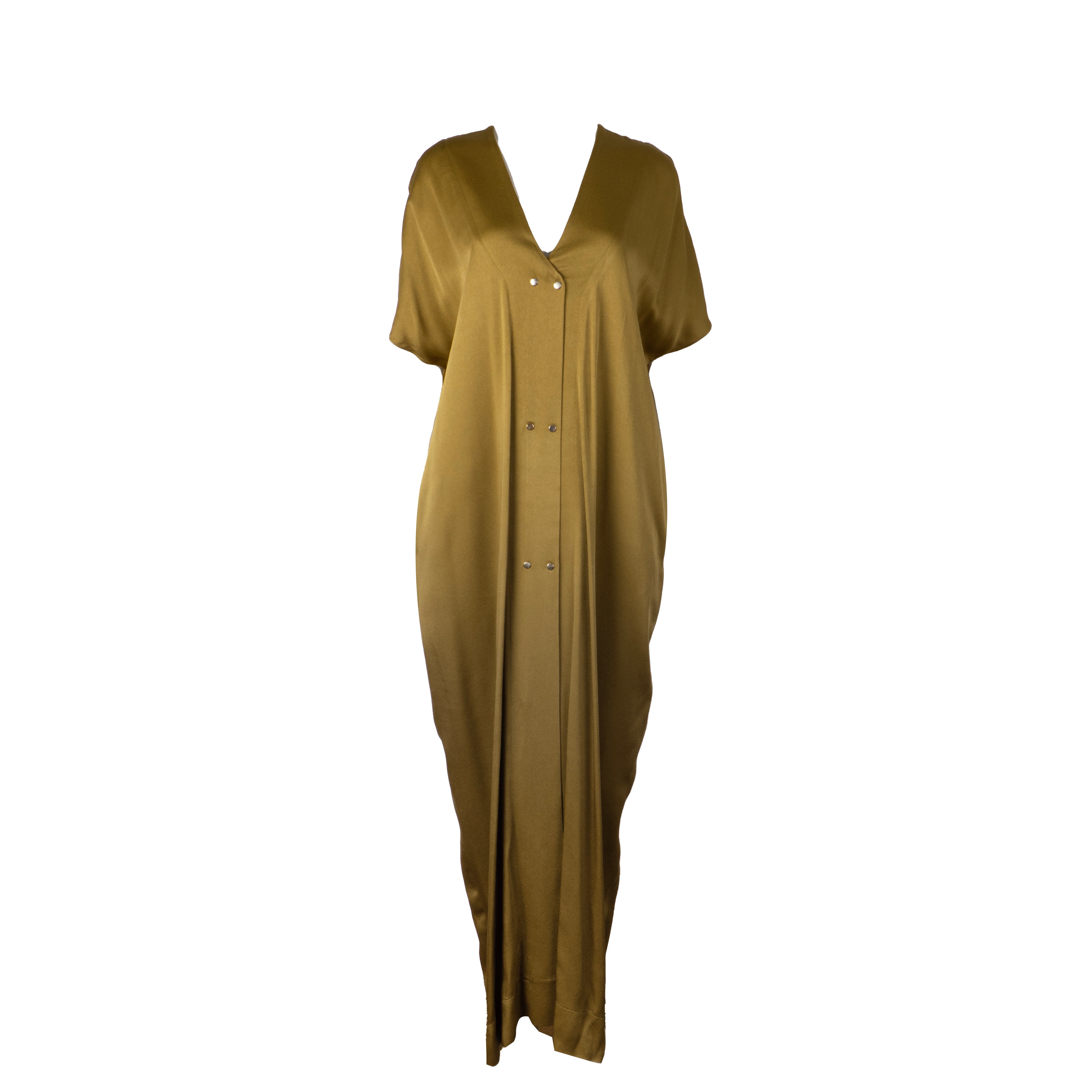 Lanvin Khaki V-neck Maxi Dress M