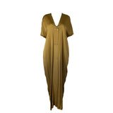 Lanvin Khaki V-neck Maxi Dress M