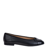 Chanel Black CC Cap Toe Ballet Flat Shoes 39.5