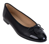 Chanel Black CC Cap Toe Ballet Flat Shoes 39.5