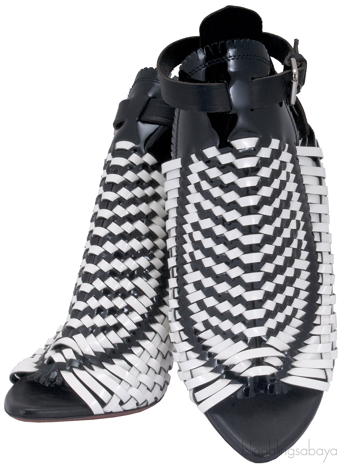 Black / White Monochrome Woven Sandals