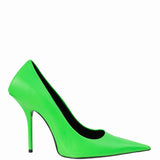 Balenciaga Neon Green Leather Pointed Toe Heels