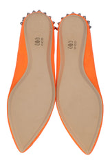 Alexander McQueen Studded Neon Orange Leather Flat 39