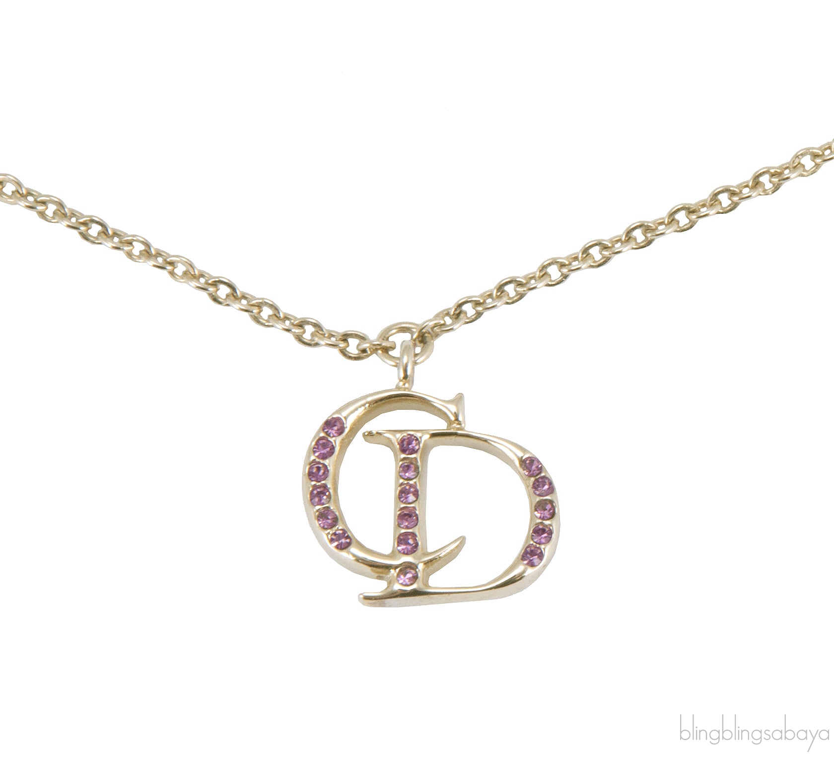 Gold Logo Strass Necklace