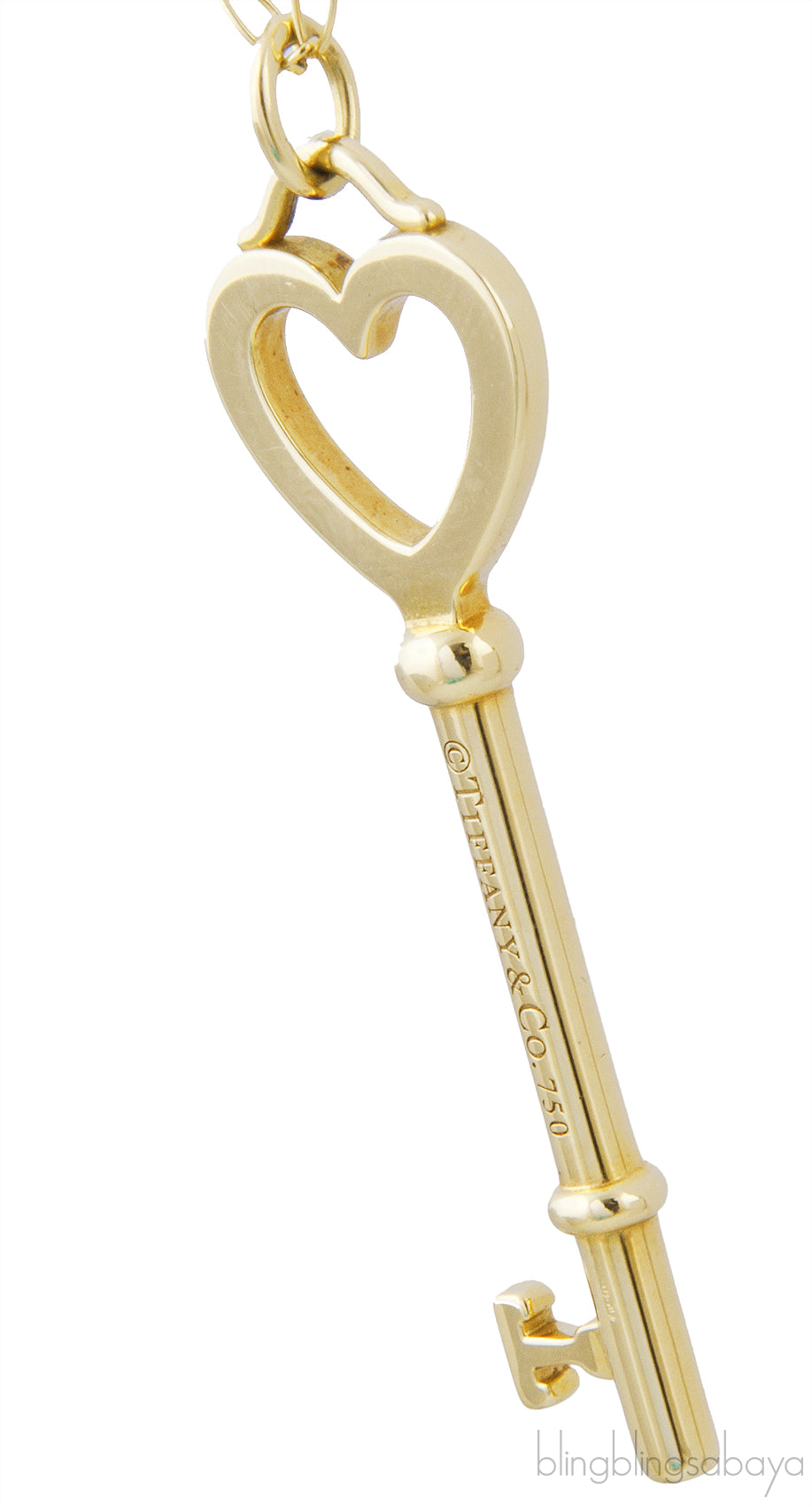 Heart Yellow Gold Key Pendant Necklace
