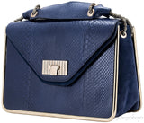 Sally Navy Blue Python Shoulder Bag