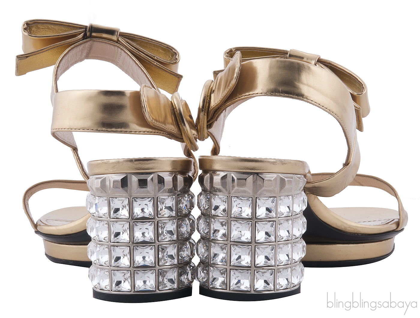 Crystal Heel Ankle Strap Sandals