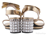 Crystal Heel Ankle Strap Sandals
