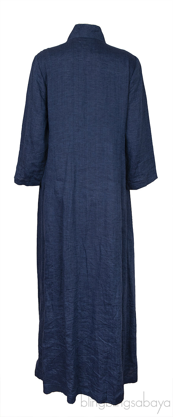 Blue Denim Linen Kaftan Dress