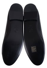 Chanel Black CC Cap Toe Ballet Flat Shoes 39.5