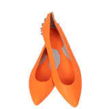 Alexander McQueen Studded Neon Orange Leather Flat 39